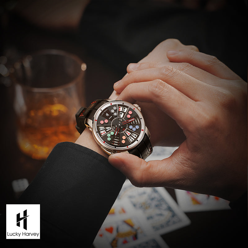 Lucky Harvey Automaton Player Series Three Card Poker (SAN GONG) Roulette Automatic Watch