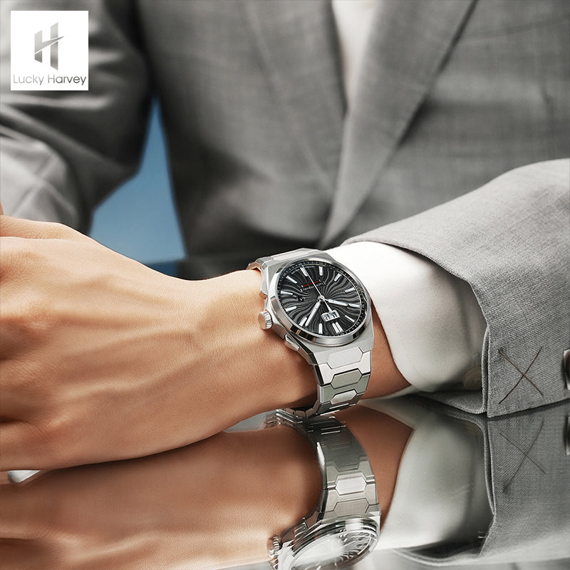 LUCKY HARVEY Chiming Automatic Sound Of Nature Guilloché Dial Big Date Watch Limited Edition 300 PCS