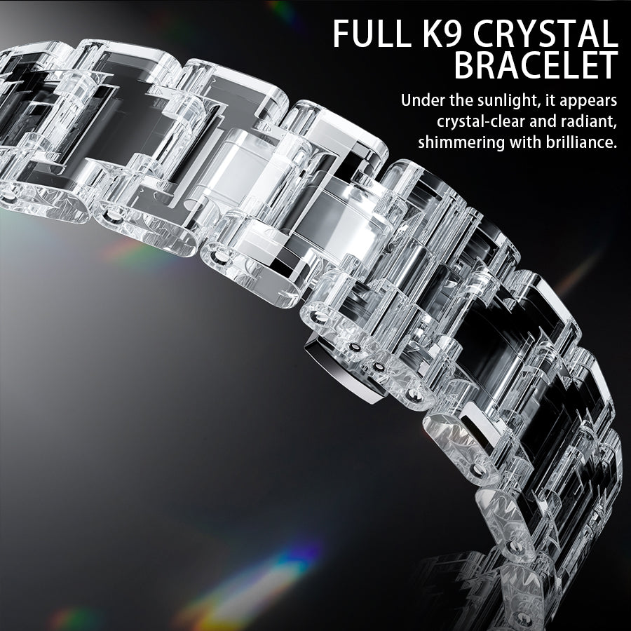 BONEST GATTI Automatic Tourbillon Movement transparent K9 cryatal Case Skeleton Dial Sapphire Crystal Rainbow Bezel K9 CRYATL Bracelet 3ATM Waterproof Luminous BG7002