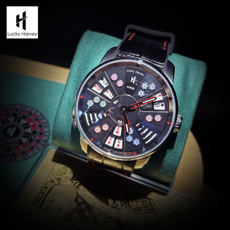 Lucky Harvey Automaton Player Series Three Card Poker (SAN GONG) Roulette Automatic Watch