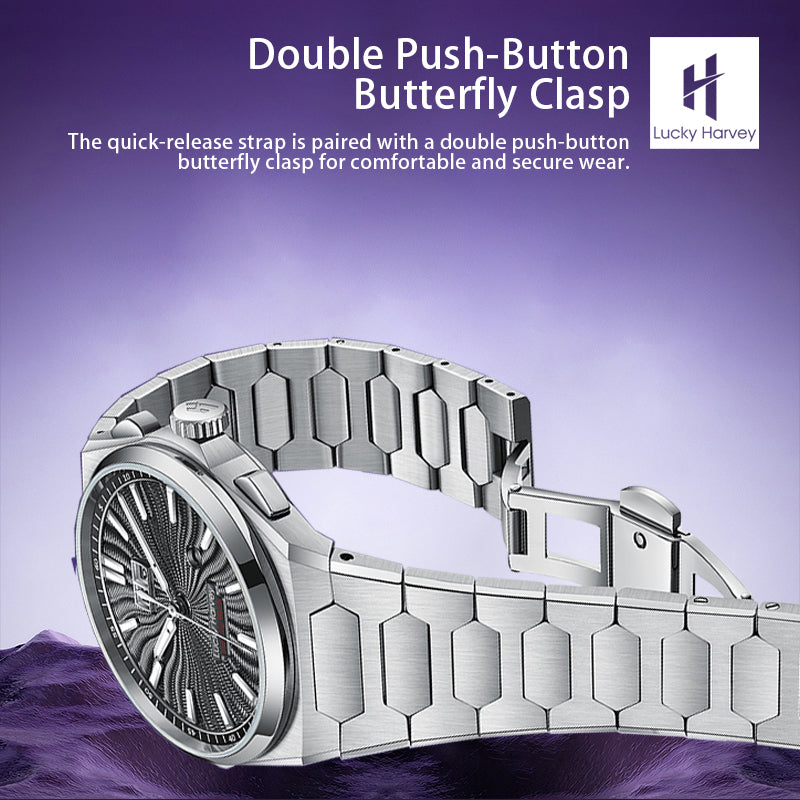 LUCKY HARVEY Chiming Automatic Sound Of Nature Guilloché Dial Big Date Watch Limited Edition 300 PCS