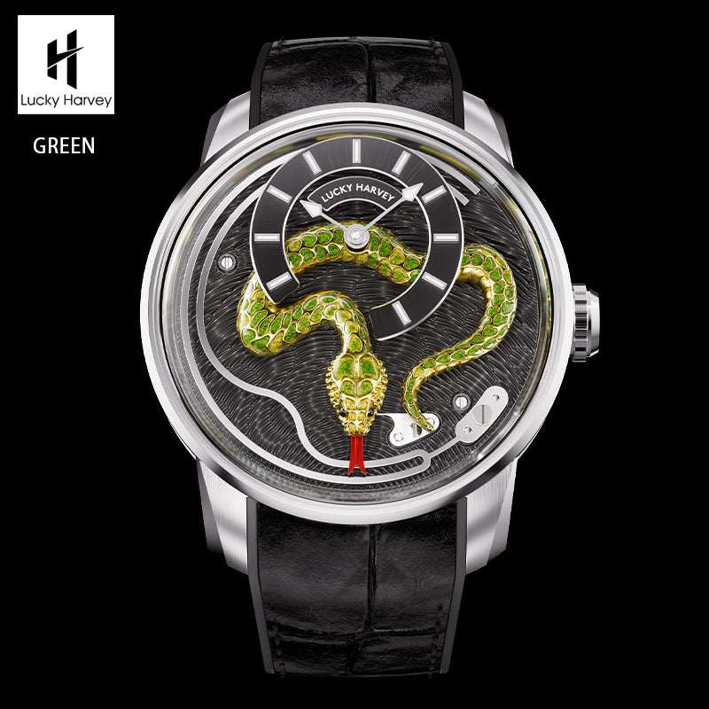 Lucky Harvey 2025 Red Enamel Snake Limited Edition Automata Chiming Mechanical New Watch for year of snake