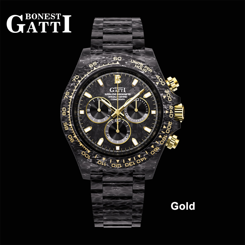 BONEST GATTI Full Carbon Fiber Automatic Chronograph Men Watch BG9012
