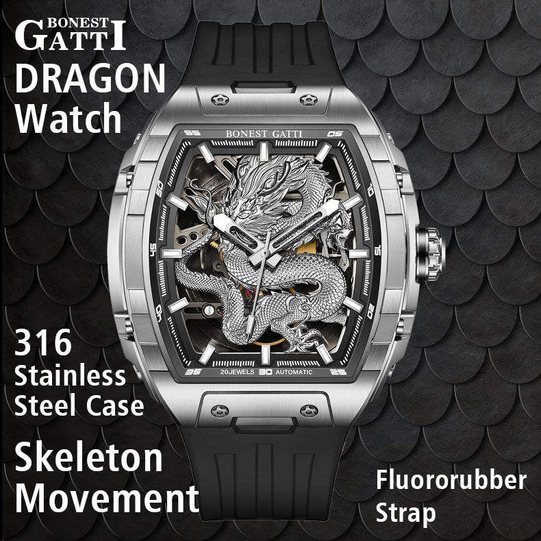 BONEST GATTI Barrel Dragon Men s Automatic Mechanical Watch