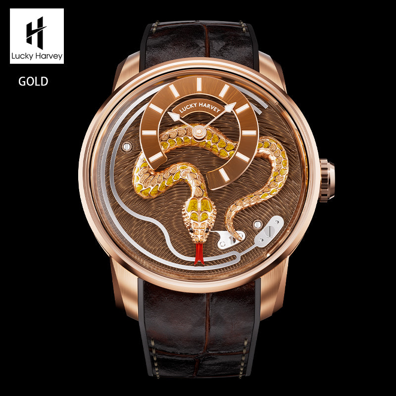 Lucky Harvey 2025 Red Enamel Snake Limited Edition Automata Chiming Mechanical New Watch for year of snake