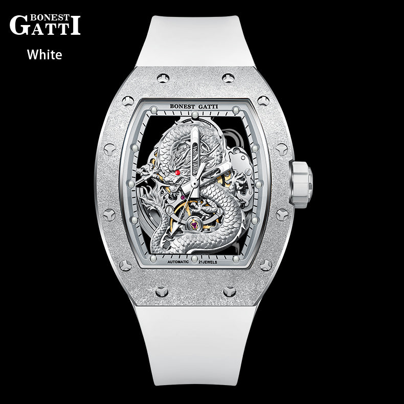 BONEST GATTI Dragon Skeleton Tonneau Automatic Men Watch BG5003