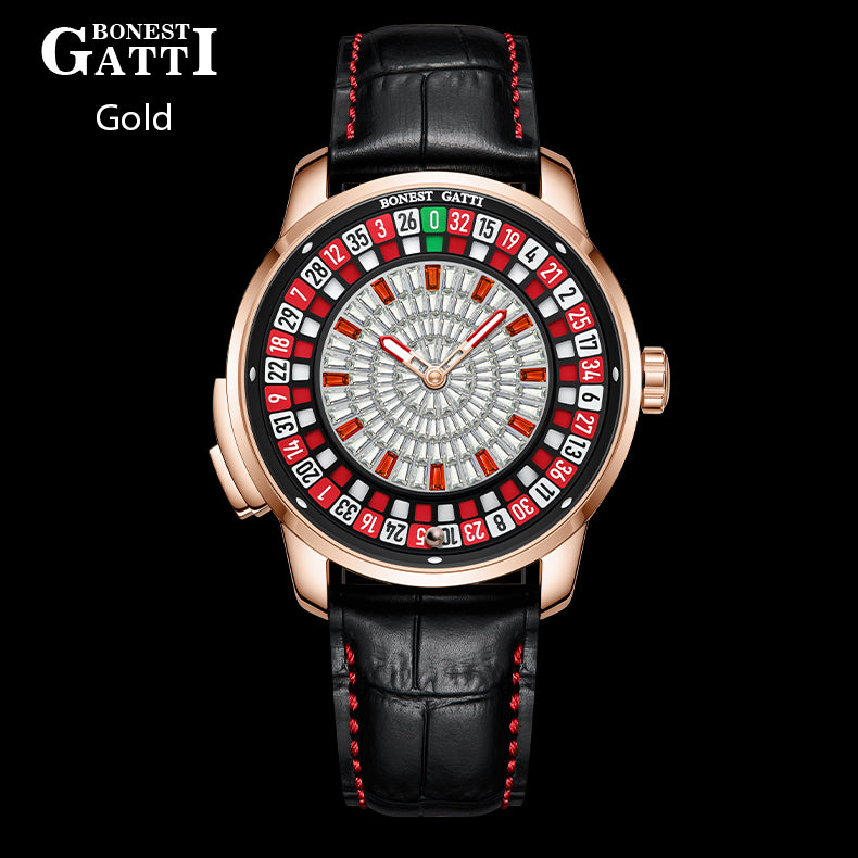 Bonest Gatti Gemstone European Roulette game watch Automatic Movement Handcrafted Zircon Setting Dail BG 8004