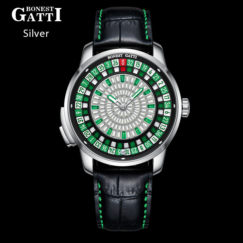 Bonest Gatti Gemstone European Roulette game watch Automatic Movement Handcrafted Zircon Setting Dail BG 8004