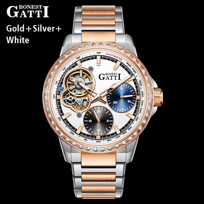 BONEST GATTI Zircon Bezel Round Shape Automatic Men Watch G8802