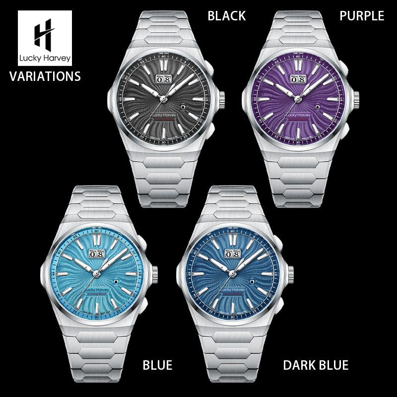 LUCKY HARVEY Chiming Automatic Sound Of Nature Guilloché Dial Big Date Watch Limited Edition 300 PCS