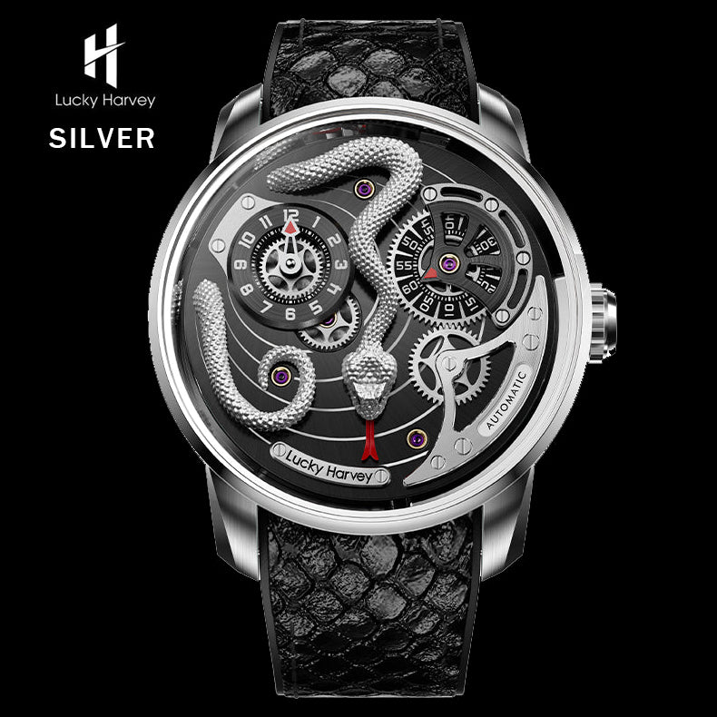 Lucky Harvey Awakening of Insects Silver/Green Snake Automaton Automatic Watch