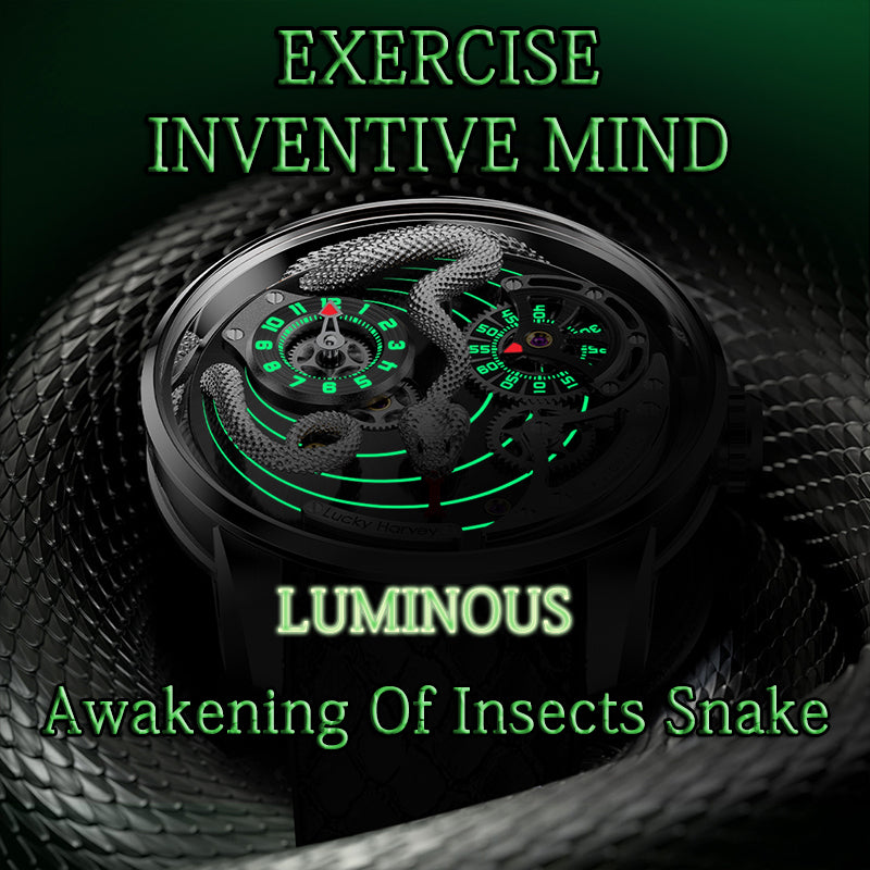 Lucky Harvey Awakening of Insects Silver/Green Snake Automaton Automatic Watch