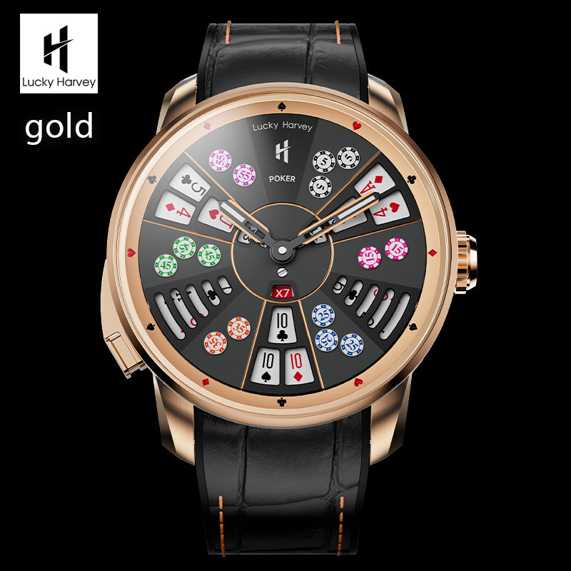 Lucky Harvey Automaton Player Series Three Card Poker (SAN GONG) Roulette Automatic Watch