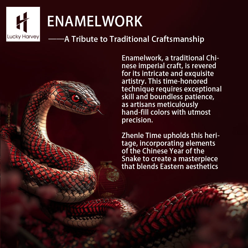 Lucky Harvey 2025 Red Enamel Snake Limited Edition Automata Chiming Mechanical New Watch for year of snake