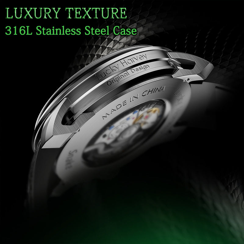 Lucky Harvey Awakening of Insects Silver/Green Snake Automaton Automatic Watch
