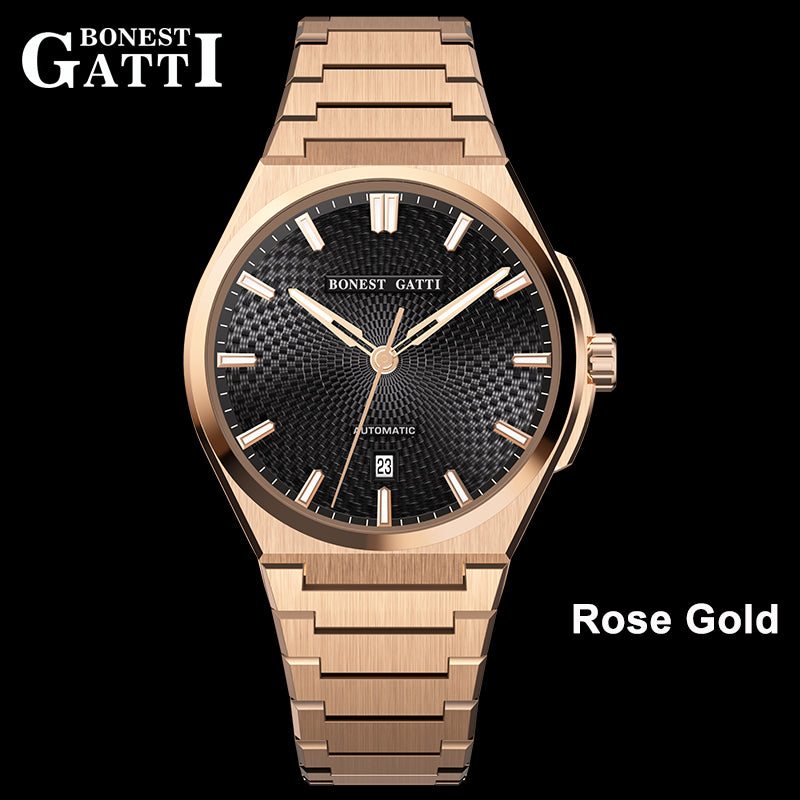 BONEST GATTI Guilloché Pattern Date Display Automatic Men Watch BG8012