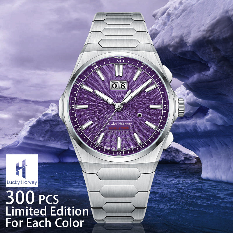 LUCKY HARVEY Chiming Automatic Sound Of Nature Guilloché Dial Big Date Watch Limited Edition 300 PCS