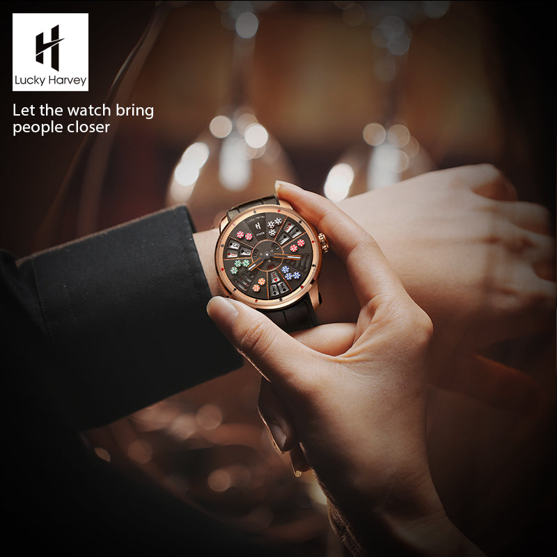 Lucky Harvey Automaton Player Series Three Card Poker (SAN GONG) Roulette Automatic Watch