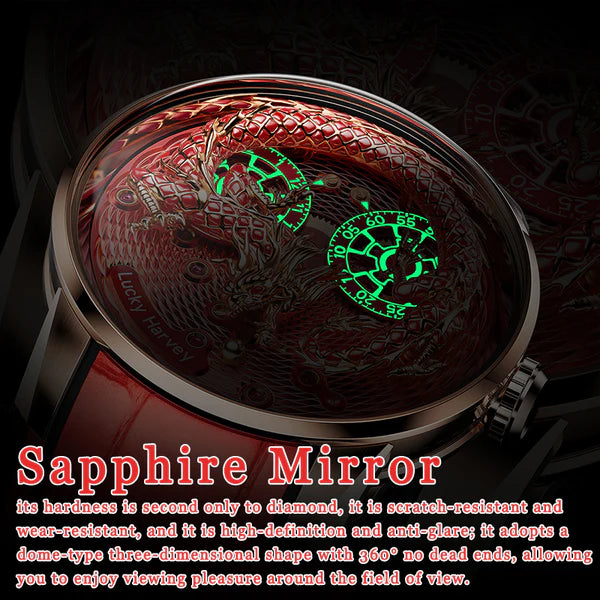 2024 Red/Green Enamel Dragon Scale 999 Gold Pearl Automaton Automatic Watch Limited Edition 100PCS Lucky Harvey