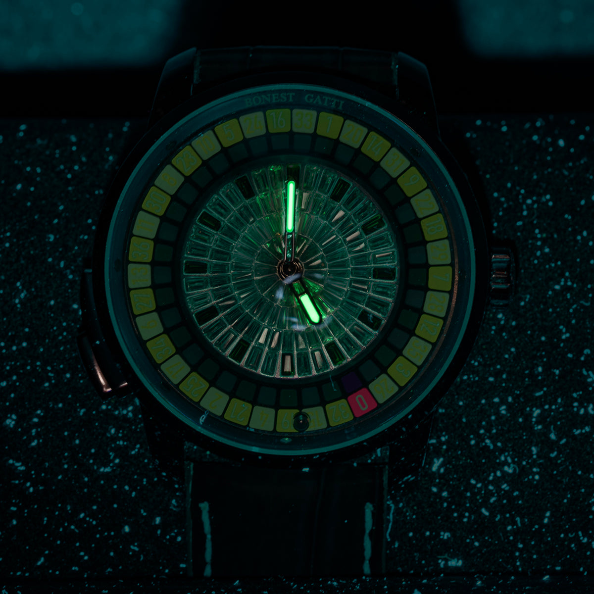 Bonest Gatti Gemstone European Roulette game watch Automatic Movement Handcrafted Zircon Setting Dail BG 8004