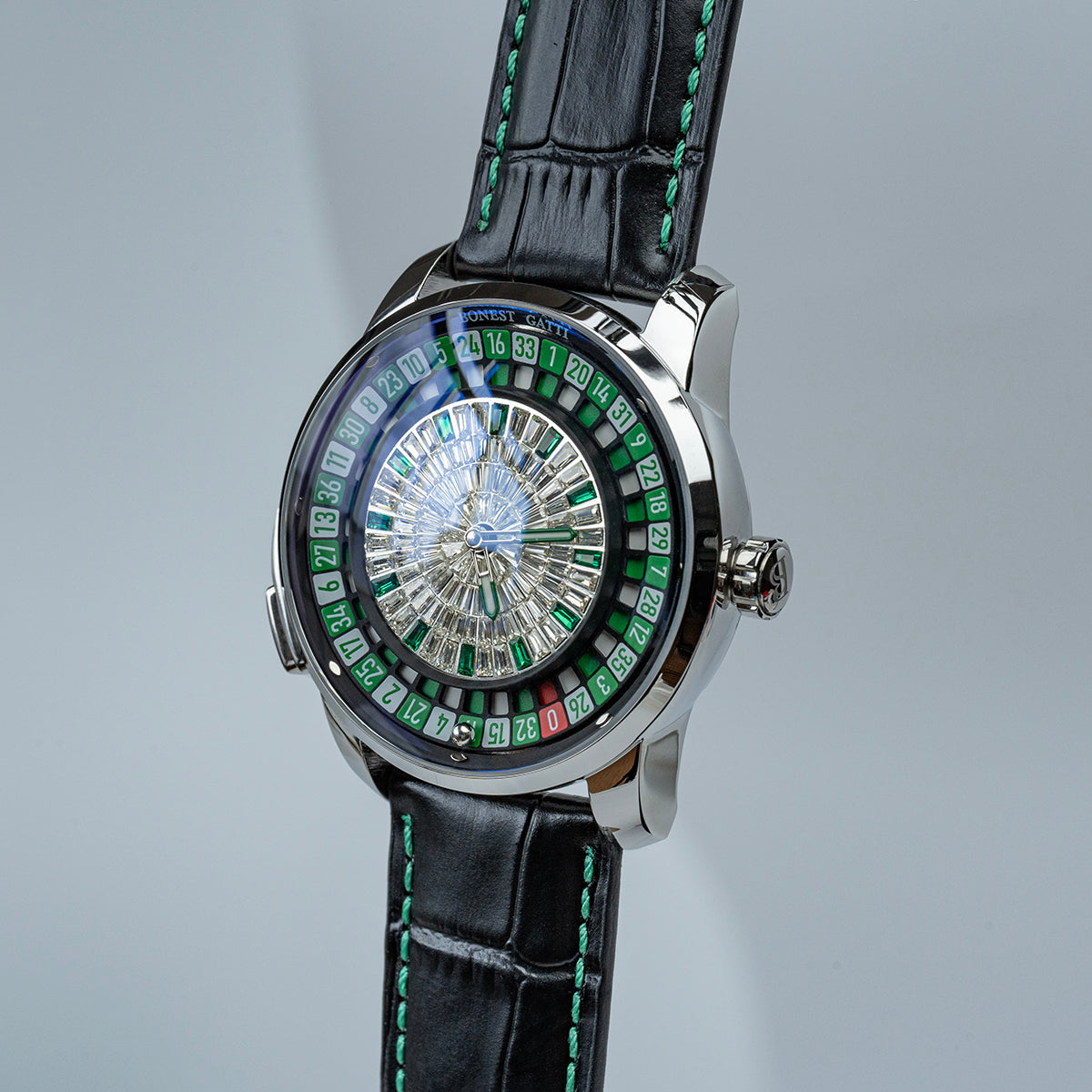 Bonest Gatti Gemstone European Roulette game watch Automatic Movement Handcrafted Zircon Setting Dail BG 8004