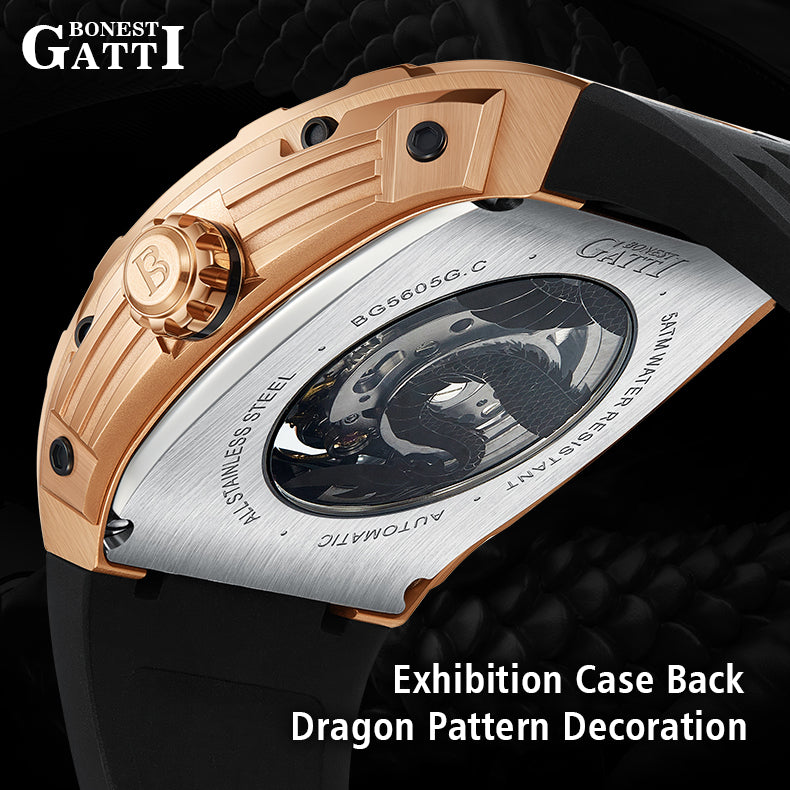 BONEST GATTI Barrel Dragon Men's Automatic Mechanical Watch Luminous GB5605