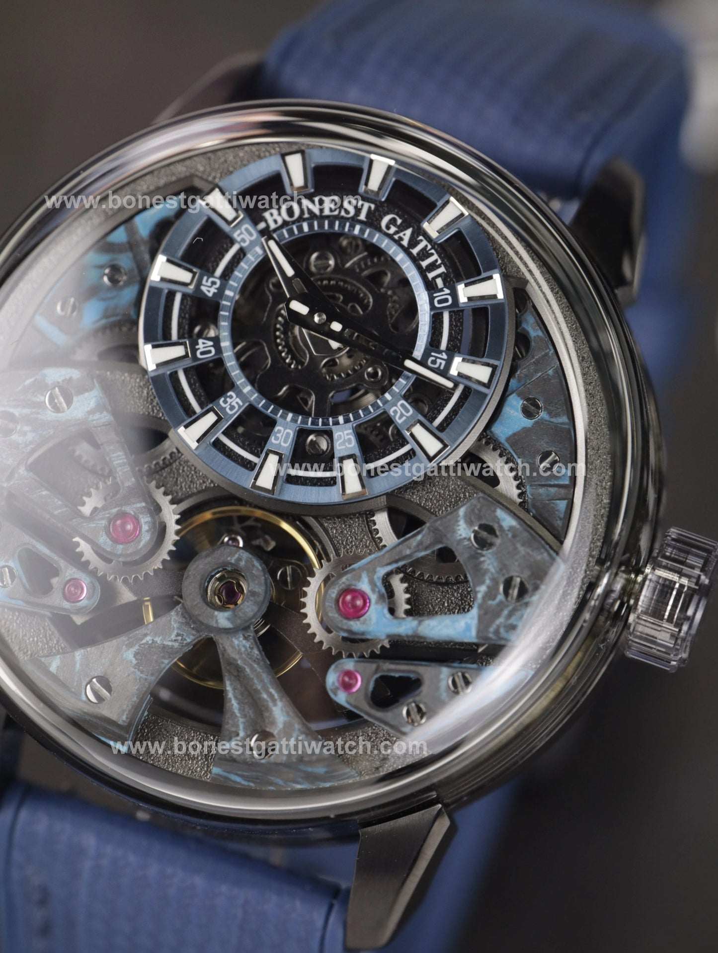 BONEST GATTI Automatic Watch Carbon Fiber Dial Dome Sapphire Crystal BG4002