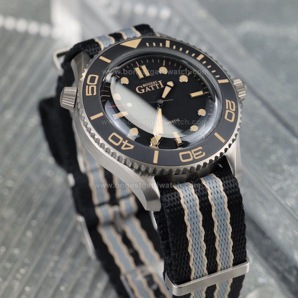 BONEST GATTI Unidirectional Rotating Bezel Titanium Case Automatic Watch BG8001