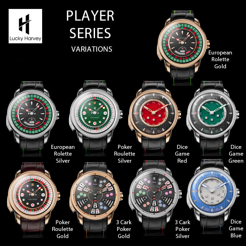Lucky Harvey Automaton Player Series Three Card Poker (SAN GONG) Roulette Automatic Watch