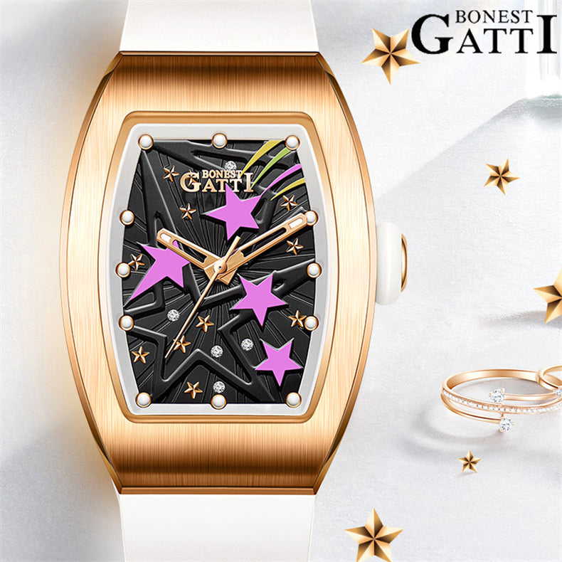 BONEST GATTI Women s Mechanical Watch Luxury Brand Sapphire Rubber Cit