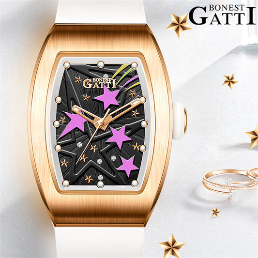 BONEST GATTI Women's Mechanical Watch Luxury Brand Sapphire Rubber Citizen Movement Ladies Automatic Waterproof Girl Wristwatch BG8901