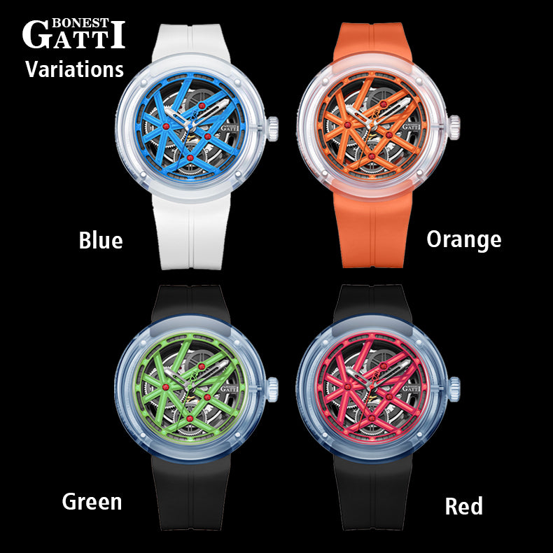 BONEST GATTI  Automatic Movement Round Optical Glass Barrel shaped Case Luminous BG7702