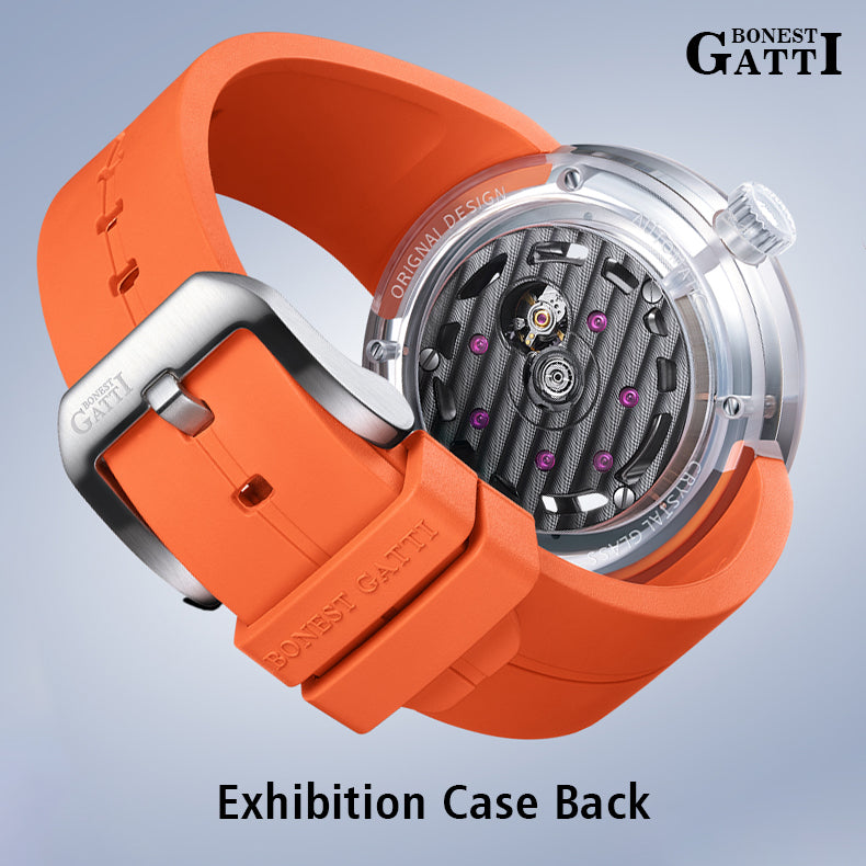 BONEST GATTI  Automatic Movement Round Optical Glass Barrel shaped Case Luminous BG7702
