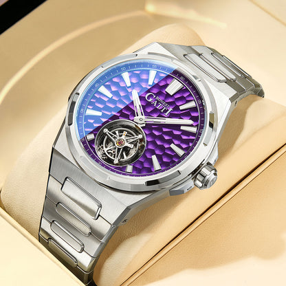 BONEST GATTI Hammer Pattern Automatic Tourbillon Watch Self Wind 80H Power Reserve Sapphire Crystal Luminous Watch BG7005