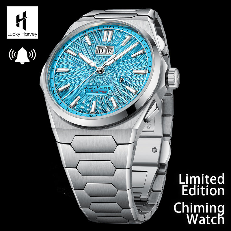 LUCKY HARVEY Chiming Automatic Sound Of Nature Guilloché Dial Big Date  Watch Limited Edition 300 PCS