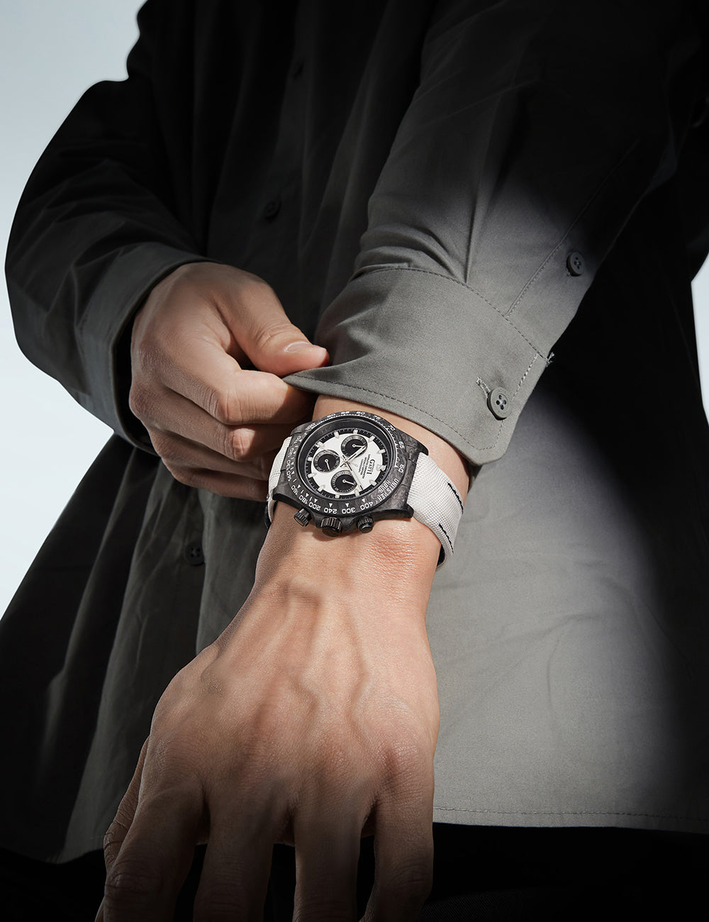 BONEST GATTI Carbon Fiber Automatic Chronograph Watch Self Wind Sapphire Crystal Luminous Waterproof Men Watch BG9010