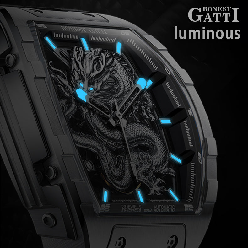 BONEST GATTI Barrel Dragon Men's Automatic Mechanical Watch Luminous GB5606