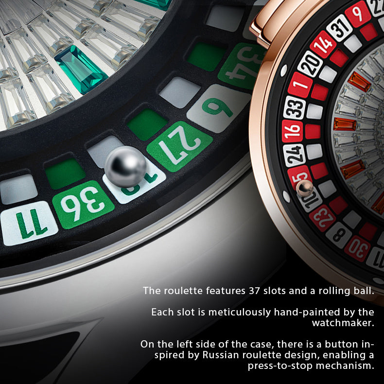 Bonest Gatti Gemstone European Roulette game watch Automatic Movement Handcrafted Zircon Setting Dail BG 8004