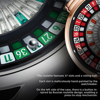 Bonest Gatti Gemstone European Roulette game watch Automatic Movement Handcrafted Zircon Setting Dail BG 8004