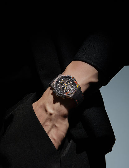 BONEST GATTI Carbon Fiber Automatic Chronograph Watch Self Wind Sapphire Crystal Luminous Waterproof Men Watch BG9010