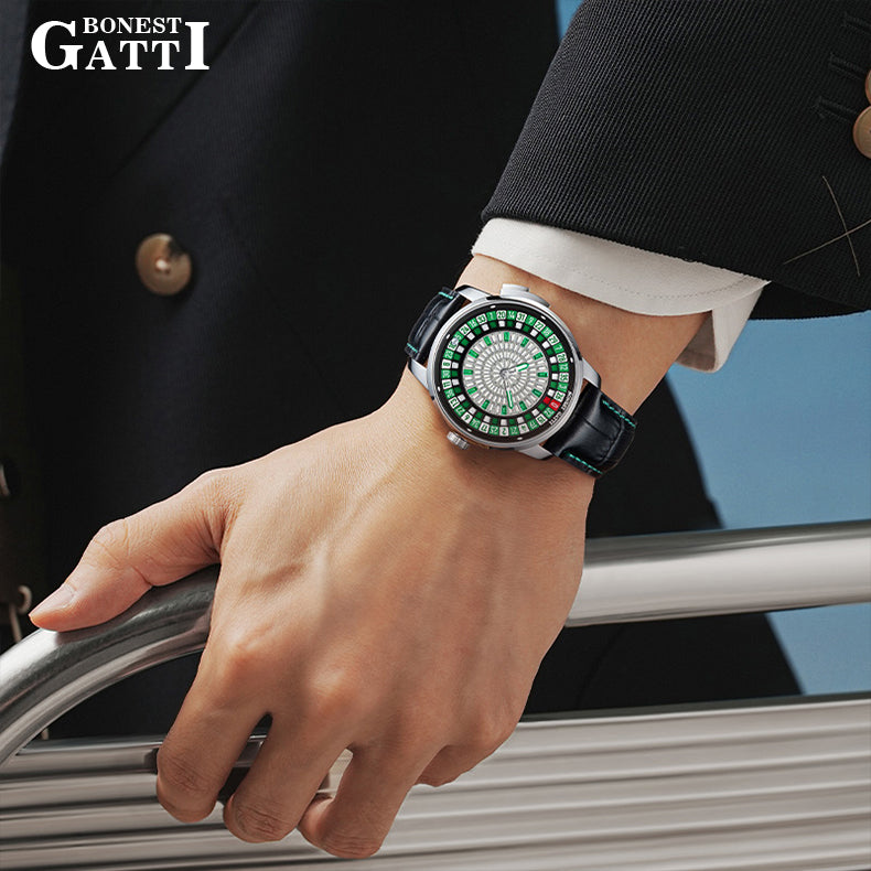 Bonest Gatti Gemstone European Roulette game watch Automatic Movement Handcrafted Zircon Setting Dail BG 8004