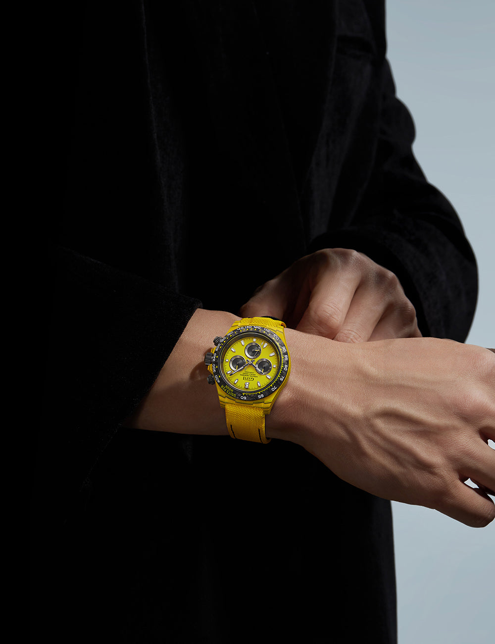 BONEST GATTI Carbon Fiber Automatic Chronograph Watch Self Wind Sapphire Crystal Luminous Waterproof Men Watch BG9010