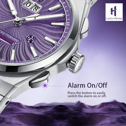 LUCKY HARVEY Chiming Automatic Sound Of Nature Guilloché Dial Big Date  Watch Limited Edition 300 PCS