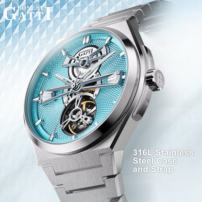 BONEST GATTI Guilloché Pattern Dial Automatic Men Watch BG8014