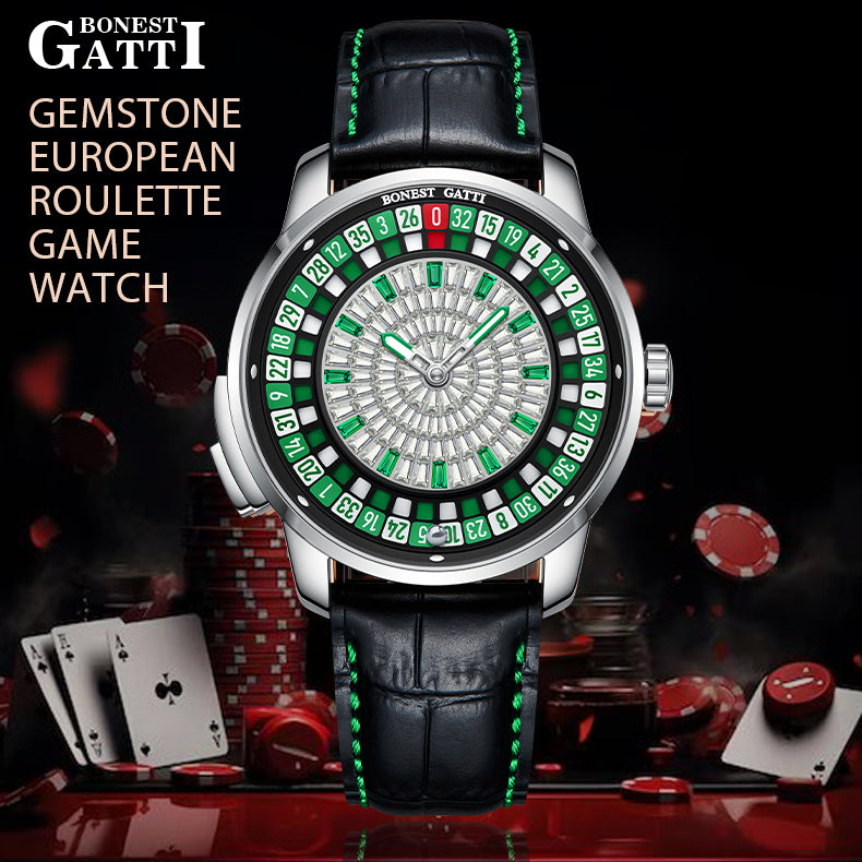 Bonest Gatti Gemstone European Roulette game watch Automatic Movement Handcrafted Zircon Setting Dail BG 8004