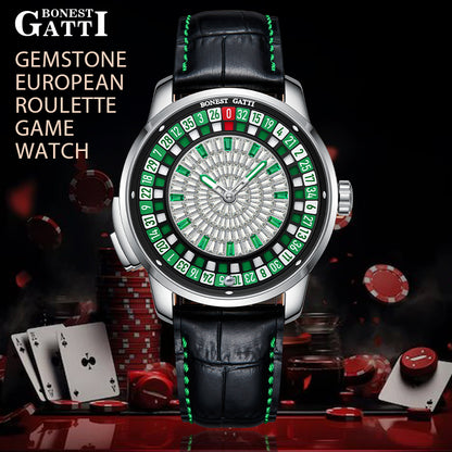 Bonest Gatti Gemstone European Roulette game watch Automatic Movement Handcrafted Zircon Setting Dail BG 8004