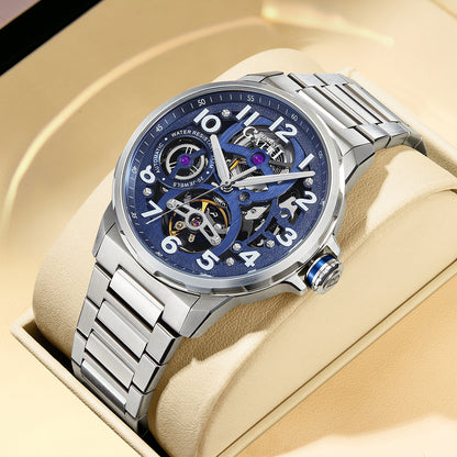 BONEST GATTI Automatic Skeleton Watch Self Wind Movement Sapphire Crystal Luminous Watch BG8010