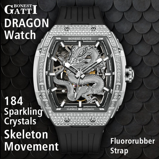 BONEST GATTI Barrel Dragon Men's Automatic Mechanical Watch Luminous GB5605