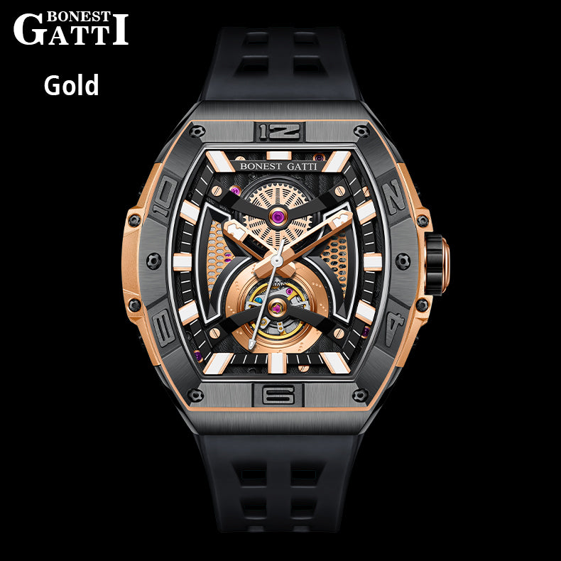 BONEST GATTI 361L Case Barrel shaped watch Skeleton Movement Watch