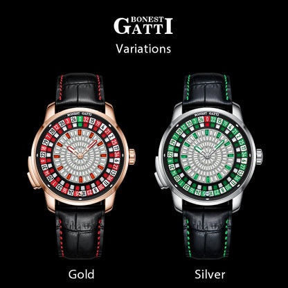 Bonest Gatti Gemstone European Roulette game watch Automatic Movement Handcrafted Zircon Setting Dail BG 8004